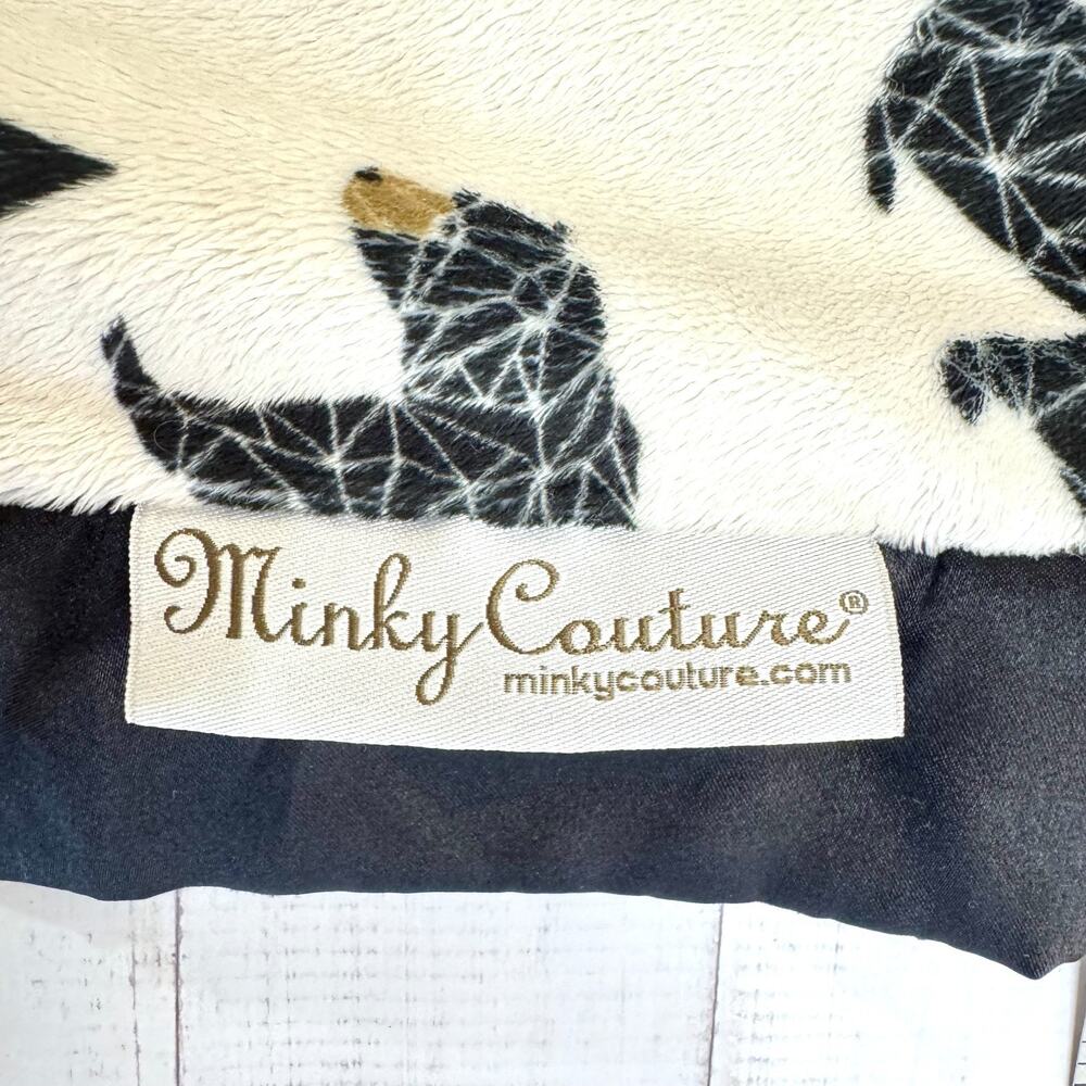 Minky Couture Black Bear Baby Blanket Plush Luxury Mountain 31x36.5" Silky Hem